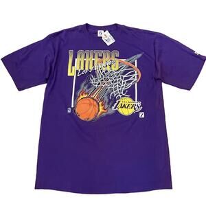 90S Los Angeles Lakers Flame T-Shirt Deadstock Nwts Kobe Magic Shaq Xl